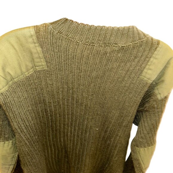 Shooting Army olive green classic wool ribbed Mens Shooter Hunting Patches Sweat - Picture 3 of 3